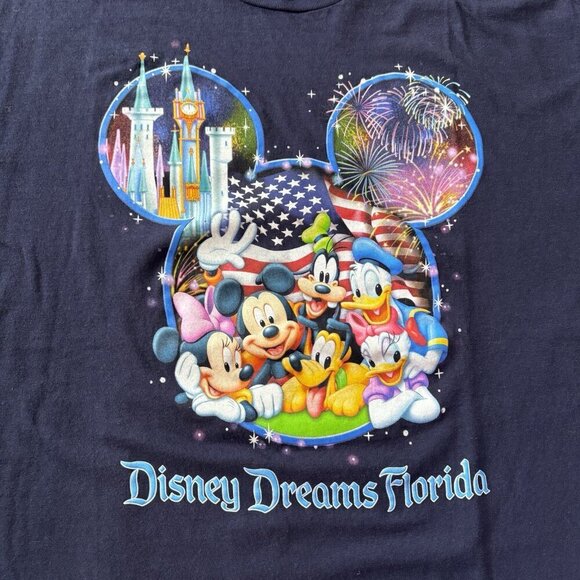 Disney Dreams Florida Blue Print T-Shirt Adult XL Mickey Minnie Donald Duck Y2K - Picture 2 of 10